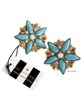 Lele Sadoughi Astra 14K-Gold-Plated Turquoise, Imitation Pearl Drop Earrings NWT